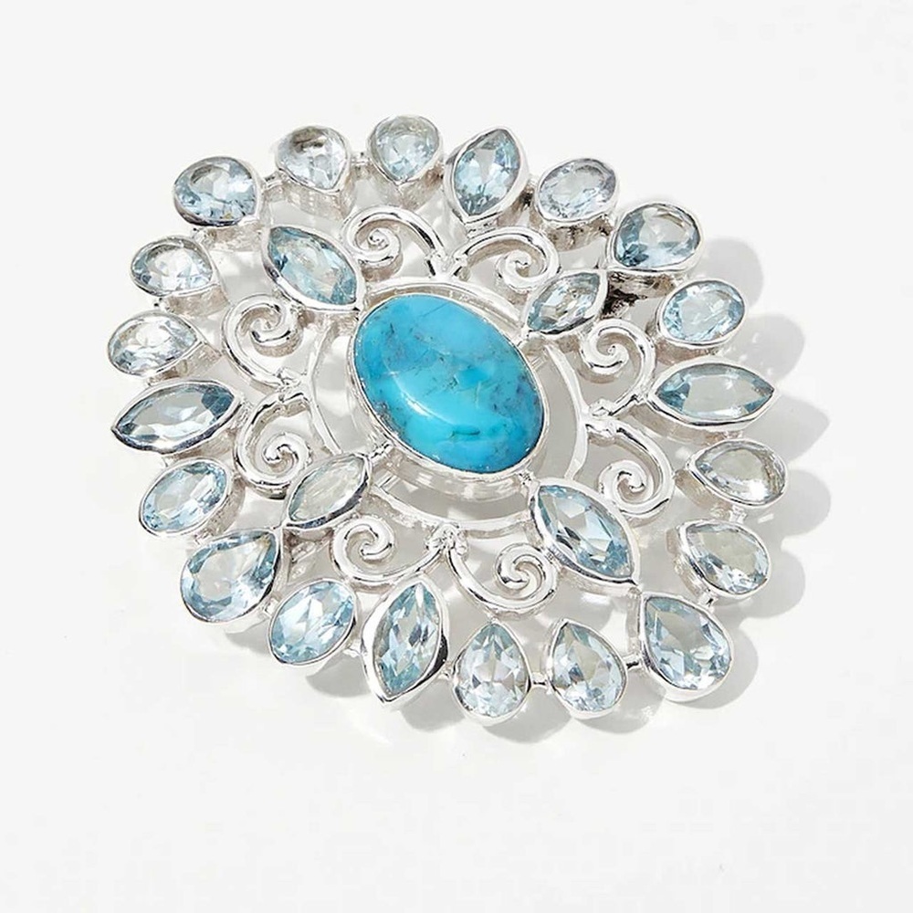Himalayan Gems Mohave Turquoise and Blue Topaz Pin/Pendant